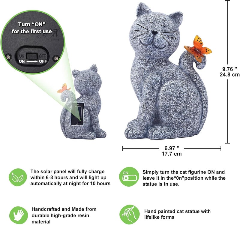 Nacome Cat Outdoor Statues for Garden: Outside Decor with Butterfly Clearance for Yard Art Lawn Ornaments Porch Patio Balcony Home House for Grandma Mom Women - Image 4